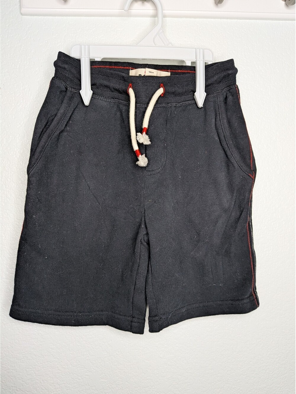 Mini Boden Boys Black Sweat Shorts Drawstring Pockets Size 7Y NWOT